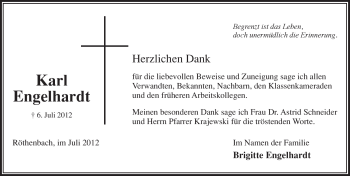 Traueranzeige von Karl Engelhardt von Pegnitz-Zeitung